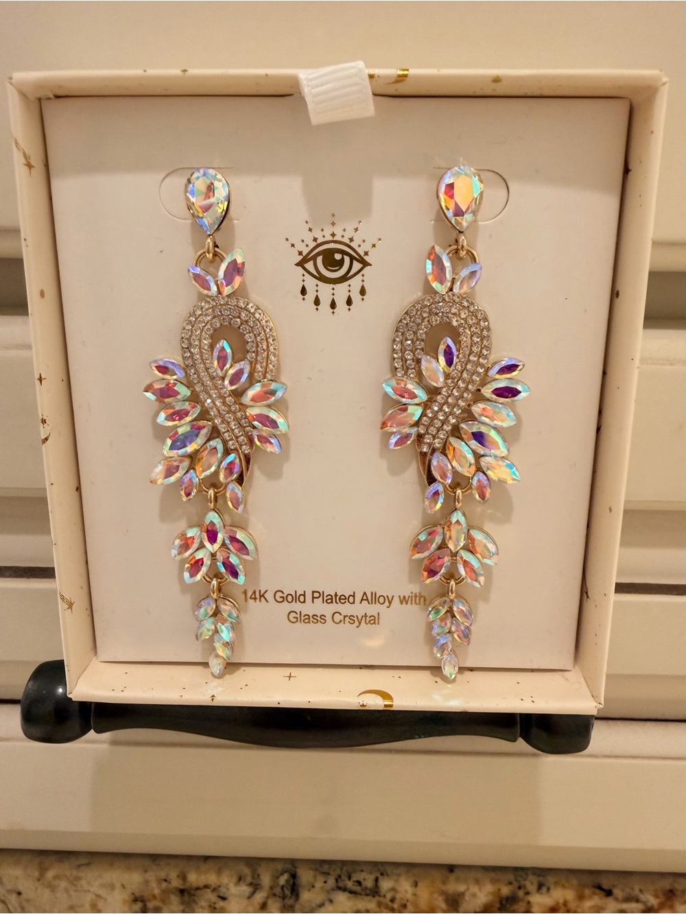 Eye Candy Los Angeles Iridescent Crystal Chandelier Earrings